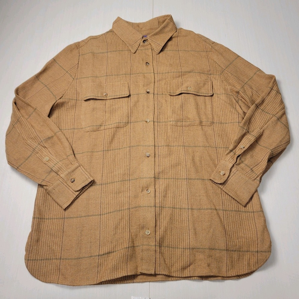 Ralph Lauren Purple Label Leonerd Tweed Shirt Jacket Womens 10 Silk Linen $995